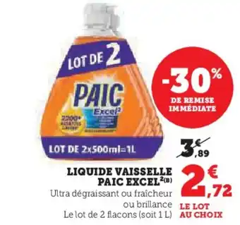 U Express PAIC EXCEL Liquide vaisselle offre