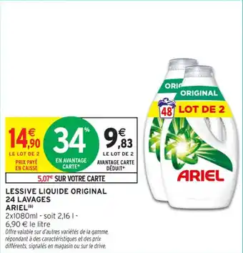 Intermarché Contact Lessive liquide original 24 lavages ariel offre