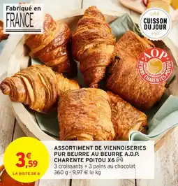 Intermarché Contact Assortiment de viennoiseries pur beurre au beurre a.o.p. charente poitou x6 offre