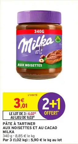 Intermarché Contact Pâte à tartiner aux noisettes et au cacao milka offre