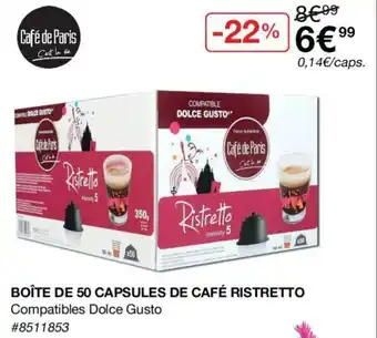 Costco Boîte de 50 capsules de café ristretto offre
