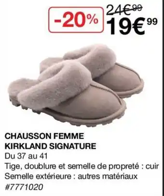 Costco Chausson femme kirkland signature offre