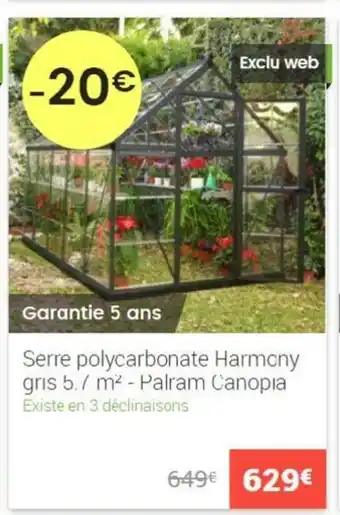 Gamm vert Serre polycarbonate harmony offre