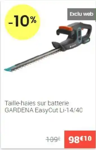 Gamm vert Taille-haies sur batterie GARDENA easycut offre