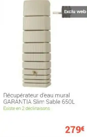 Gamm vert Récupérateur d'eau mural GARANTIA slim sable 650L offre