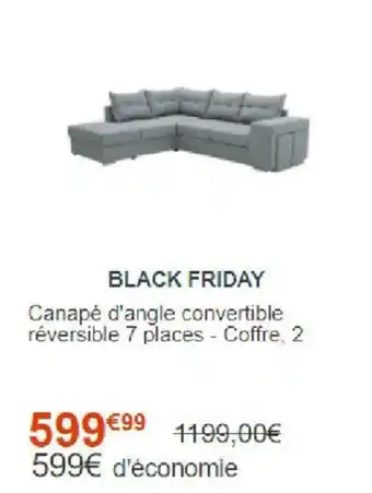 Canapé d'angle convertible réversible 7 places