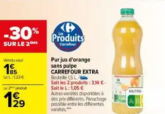 Carrefour Pur jus d'orange sans pulpe offre