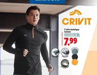 Lidl CRIVIT T-shirt technique homme offre