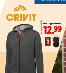 Lidl CRIVIT Sweat zippé homme offre