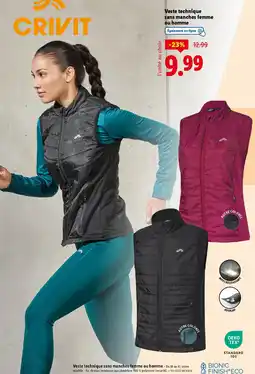 Lidl Veste technique sans manches femme ou homme offre