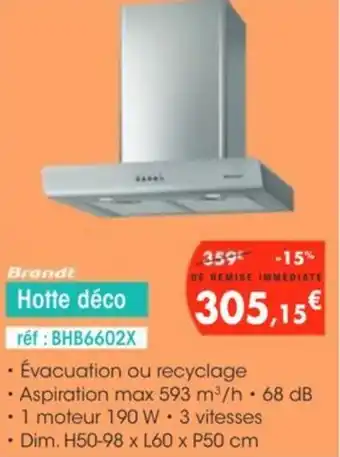 Pro&Cie BRANDT Hotte déco offre