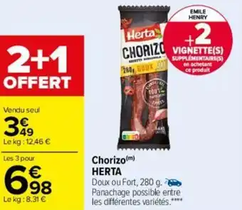 Carrefour Chorizo HERTA offre