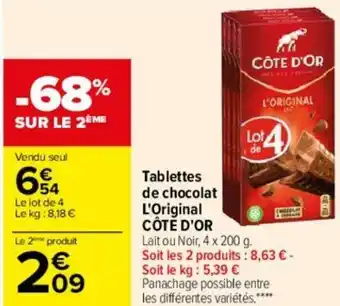 Carrefour Tablettes de chocolat l'original offre