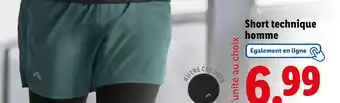 Lidl Crivit Short technique homme offre