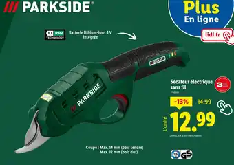 Lidl Parkside Sécateur électrique sans fil offre