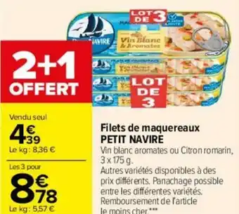 Carrefour Filets de maquereaux PETIT NAVIRE offre