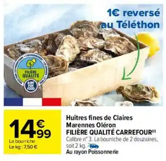 Huitres fines de claires marennes oléron