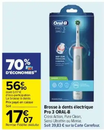 Carrefour Brosse à dents électrique Pro 3 Oral-B offre