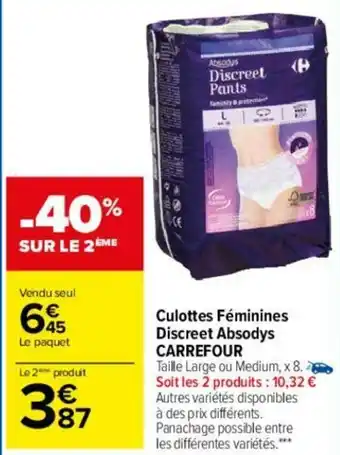 Culottes Feminines Discreet Absodys