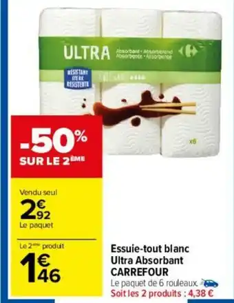 Carrefour Essue-tout blanc Ultra Absorbant offre