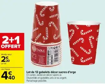Lot de 12 gobelets décor sucres d'orge
