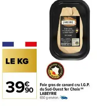 Carrefour Foie Gras de Canard Cru I.G.P offre