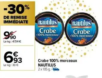Carrefour Crabe 100% Morceaux offre