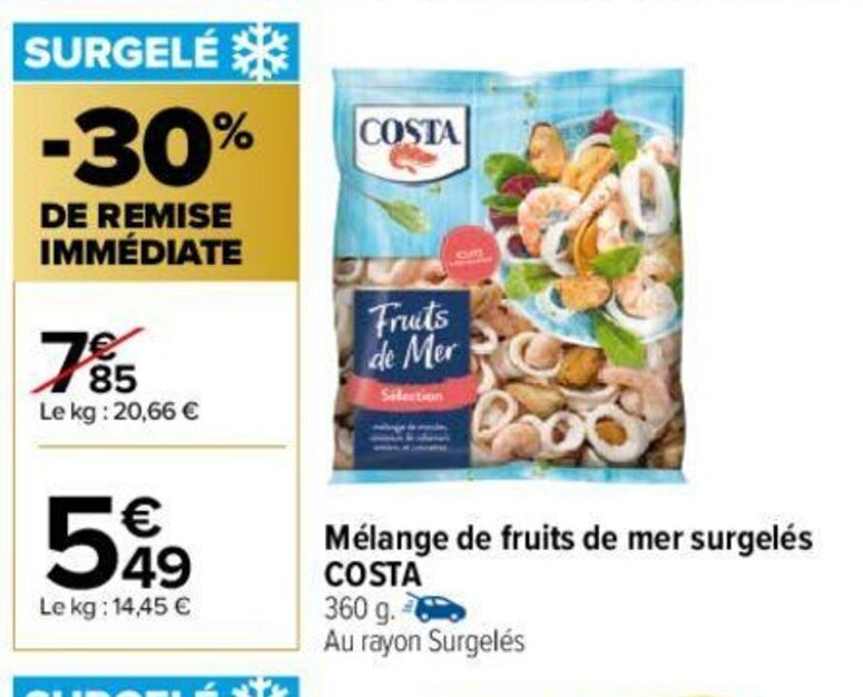 Promo Mélange de Fruits de Mer Surgelés chez Carrefour