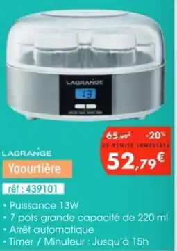 Pro&Cie LAGRANGE Yaourtière offre