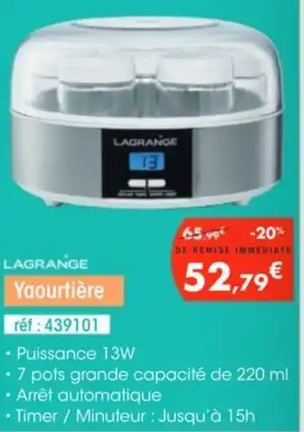 Pro&Cie LAGRANGE Yaourtière offre