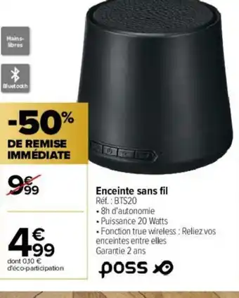 Carrefour Enceinte Sans Fil offre