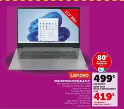 Super U LENOVO Ordinateur portable 17,3" offre