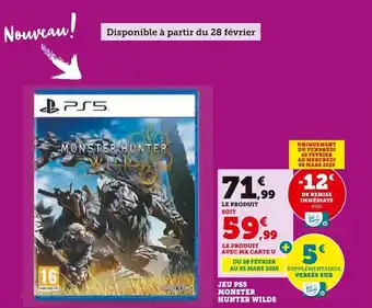 Super U PS5 Jeu monster hunter wilds offre