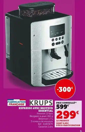 Super U Expresso avec broyeur essential offre