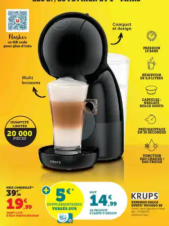 Super U KRUPS Expresso dolce gusto® piccolo xs offre