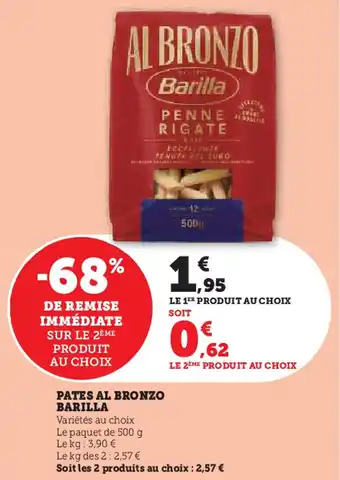 Super U BARILLA Pates al bronzo offre