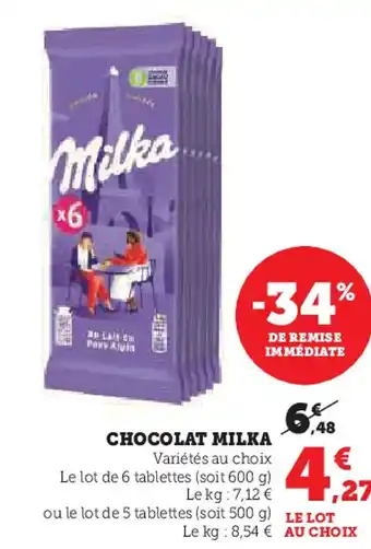 Super U MILKA Chocolat offre