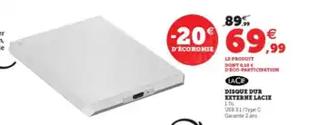 Super U Disque dur Externe Lacie offre