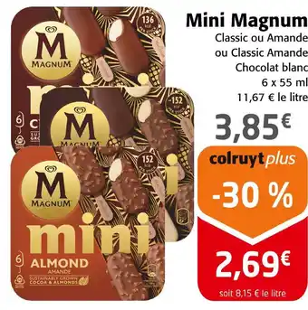 Colruyt Magnum Mini Magnum Classic ou Amande ou Classic Amande Chocolat blanc offre