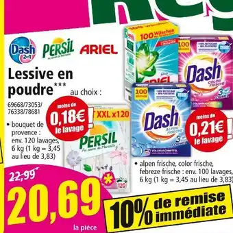 Norma Dash / Persil / Ariel Lessive en poudre offre