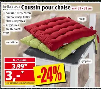 Norma bella casa Coussin pour chaise offre