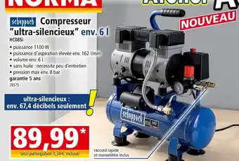 Norma Scheppach Compresseur ultra-silencieux env. 6 l offre