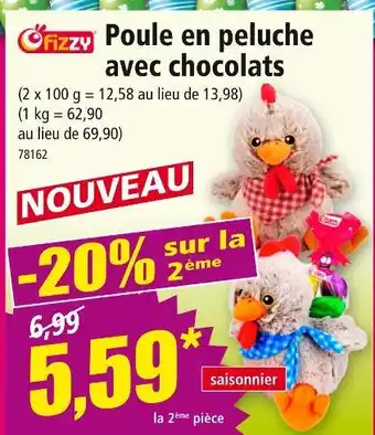 Norma Fizzy Poule en peluche avec chocolats offre