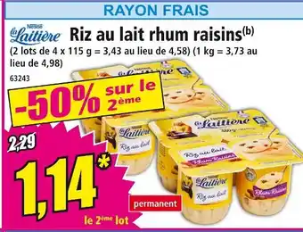 Norma La Laitière Riz au lait rhum raisins offre