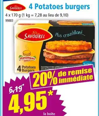 Norma Savourel 4 Potatoes burgers offre