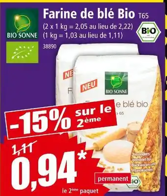 Norma BIO SONNE Farine de blé Bio T65 offre