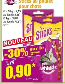 Norma Whiskas Sticks au poulet pour chats offre