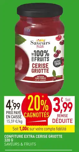 naturéO Saveurs & Fruits Confiture Extra Cerise Griotte offre