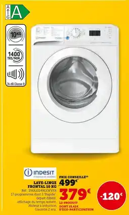 Hyper U INDESIT Lave-linge frontal 10 kg offre