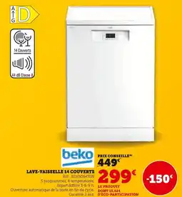 Hyper U BEKO Lave-vaisselle 14 couverts offre